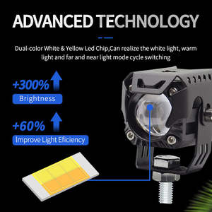 ไฟตัดหมอกหน้ารถมอเตอร์ไซค์ LED สีขาวเหลือง ระบบไฟสปอร์ตไลท์ อุปกรณ์เสริมสำหรับรถออฟโรด รถบรรทุก 4x4 4WD - Product Image 4