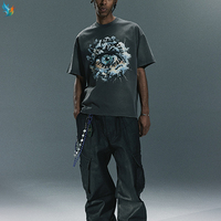 Vente en gros 100% coton 280G imprimé Hip Hop surdimensionné personnalisé goutte épaule o-cou unisexe t-shirts