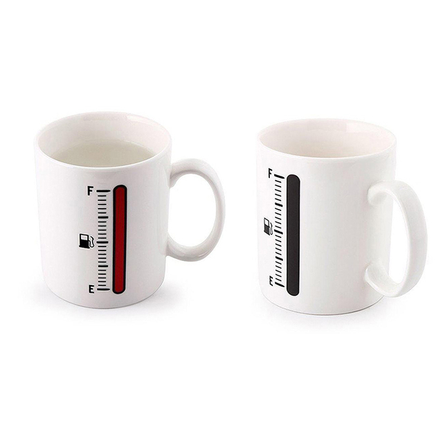 Custom Ceramic Mugs Heat Sensitive Battery Coffee Cups Color Changing