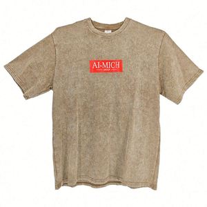 Design Acid Wash T-shirts Customizable Logo Printed Basic Style 100% Cotton Stone Wash Short <b>Sleeve</b> Wholesale 260 Grams Knitted - Product Image 4
