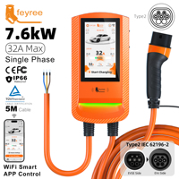 Borne de recharge murale Feyree 7kW pour véhicules électriques, type 2, avec écran tactile et protection RFID exclusive, chargeur domestique pour VE