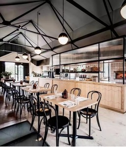 Vendita Diretta dalla Fabbrica, Campione Gratuito: <span class=keywords><strong>Tavolo</strong></span> da Pranzo Bistrot <span class=keywords><strong>Quadrato</strong></span> in Legno con Base in Ferro di Piccole Dimensioni per Casa e Ristorante - Product Image 3