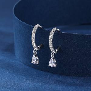 Daidan – boucles d'oreilles en zircone en argent blanc, cerceau en forme de goutte d'eau géométrique pour femmes, cerceau en argent Sterling 925 - Product Image 2