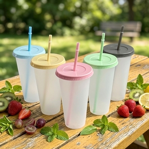 Couleurs Macaron Populaires – <span class=keywords><strong>Gobelet</strong></span> <span class=keywords><strong>Réutilisable</strong></span> Givré de 710 ml avec Couvercle et Paille, Style <span class=keywords><strong>Starbucks</strong></span>, en Plastique, Idéal pour le DIY sur les Réseaux Sociaux - Product Image 4