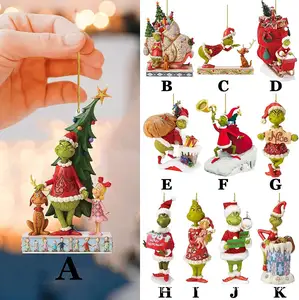 Christmas Tree Ornaments Christmas Decorations Acrylic Pendant Green Grinchs Christmas Decor For Home Holiday Party DD22-366