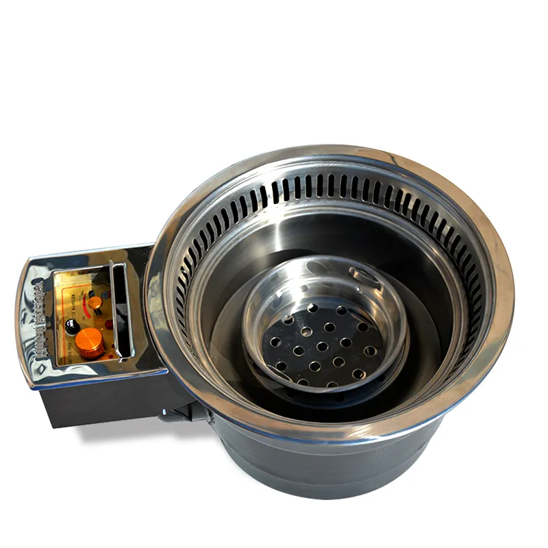 Korean High Quality Indoor Restaurant Stainless Steel Tabletop Smokeless Charcoal Barbecue Grills