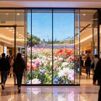 Écran LED transparent à grand angle de vision 160 ° Angle de vue Fenêtre Panneau d'affichage à LED en maille de verre pour centre commercial Atrium Public