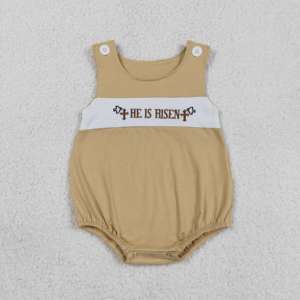 Set di 2 Pezzi RTS per Pasqua 'Lui è Risorto' per Bambini, T-shirt e Pantaloncini in Cotone e Spandex, Abbigliamento all'Ingrosso per Ragazzi - Product Image 2