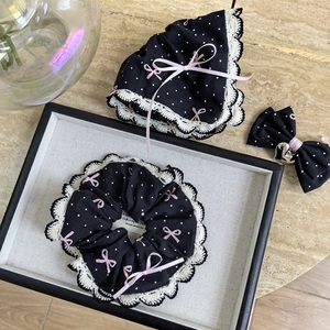 Accesorios para el cabello de la <span class=keywords><strong>serie</strong></span> negra coreana MIO, pinzas para el cabello de metal con lazo, banda elástica para el cabello, scrunchies de gran tamaño para mujeres - Product Image 2