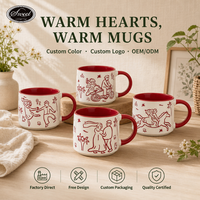 Tasse à café en céramique SWT avec impression d'oreilles pour couple, cadeau de mariage, vente en gros, Saint-Valentin
