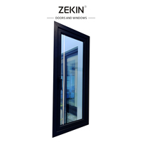 Ventanas y puertas de aluminio de perfil fino de aleación de aluminio negro de alto impacto a prueba de huracanes, ventana abatible para EE. UU.