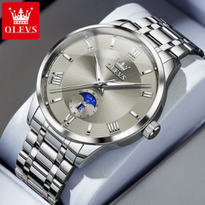 Reloj de Cuarzo Original de la Marca OLEVS 3638 para Hombre, Reloj de Pulsera de Acero Inoxidable con Fase Lunar, Luminoso, Resistente al Agua y con Fecha - Product Image 4