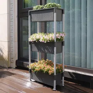 Plastik dikey bahçe yükseltilmiş yatak 3-Tier dikey yükseltilmiş ekici kutusu sebze çiçekler otlar balkon sera için