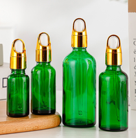 Flacon compte-gouttes en verre vert de plusieurs tailles, bouchons pipette noirs opaques, pour huiles essentielles, sérums faciaux, contenants cosmétiques vides