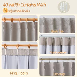 ผ้าม่านลินิน100% ธรรมชาติขนาด40 "Wx96" สำหรับห้องนั่งเล่นบ้านไร่รักษาหน้าต่างกันความร้อนม่านอุ่น - Product Image 3