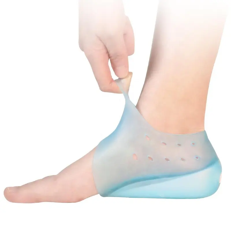 Oem/Odm Hoge Verhoging Sokken Doorzichtige Elastische Dubbele Siliconen Gel Voor Insert Hoge Schoen Hak Beschermer Inlegzolen