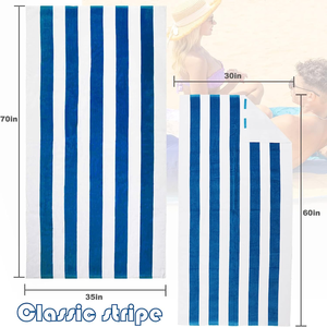 Serviettes <span class=keywords><strong>de</strong></span> <span class=keywords><strong>plage</strong></span> à rayures en coton 100%, serviettes super absorbantes à séchage rapide extra larges pour la <span class=keywords><strong>plage</strong></span>, les voyages, la <span class=keywords><strong>serviette</strong></span> <span class=keywords><strong>de</strong></span> bain - Product Image 3