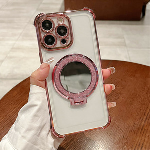 Funda de lujo con soporte magnético y espejo para iPhone 17, 16, 15, 14, 13, 12, 11 Pro Max, XS Plus, venta al por mayor del fabricante - Product Image 1