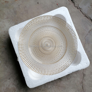 SMOOTH Wholesale Round Gold Radial Pattern Clear Wedding Glass Charger <b>Plates</b> For Dinner - Product Image 2