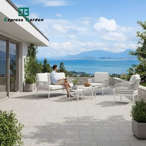 Conjunto de Sofás de Exterior de Aluminio Impermeable de Lujo Moderno y Contemporáneo Express Garden para Uso en Casas de Campo, Apartamentos, Almacenes y Patios - Product Image 1