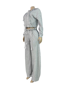 GX25072 Moda Autunno 2025 Elegante Tuta con Cappuccio Streetwear <span class=keywords><strong>Felpa</strong></span> a Maniche Lunghe <span class=keywords><strong>e</strong></span> Pantaloni <span class=keywords><strong>Cargo</strong></span> Set 2 Pezzi Donna - Product Image 3