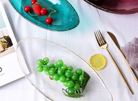 Bols à dessert en verre transparent en forme de bateau plaqué or créatifs et colorés et ustensiles ménagers