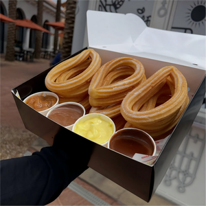 Caja <span class=keywords><strong>para</strong></span> <span class=keywords><strong>Churros</strong></span> con Compartimento <span class=keywords><strong>para</strong></span> Salsa, Cartón Rígido Kraft <span class=keywords><strong>para</strong></span> Llevar con Chocolate, Certificado FSC, Libre de PFAS - Product Image 3
