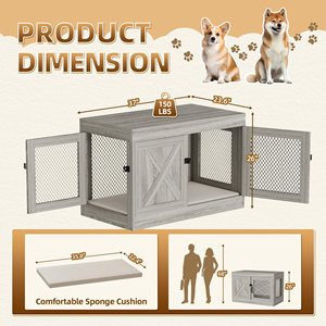 Mueble de Madera <span class=keywords><strong>para</strong></span> Perros, Caseta Interior con Puertas Dobles y Cojín, <span class=keywords><strong>Casa</strong></span> <span class=keywords><strong>para</strong></span> Mascotas de Madera Resistente <span class=keywords><strong>para</strong></span> Perros Medianos - Product Image 4