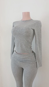 Loungewear Conjuntos de mujer Casual Soft Yoga Legging Pliegue sobre la cintura Pantalones acampanados Pantalones ajustados para mujer Conjunto de pantalones acampanados - Product Image 6