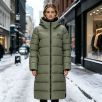 Veste longue matelassée décontractée pour femme, printemps-hiver, isolante, respirante, coupe-vent, à capuche zippée, unie, pour l'extérieur