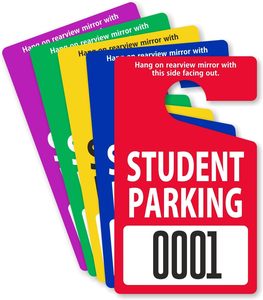 Permis de stationnement scolaire en PVC, permis de stationnement pour étudiants, permis de stationnement robustes pour rétroviseurs de voiture pour les écoles - Product Image 1