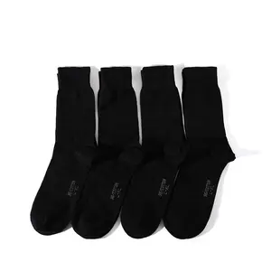 Calcetines negros para hombre, calcetín de negocios, 100% algodón, opcional, talla de garantía de calidad