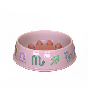 Atacado Design Personalizado High End rosa Cerâmica Pet <span class=keywords><strong>Cat</strong></span> Dog Bowls Porcelana Paw Slow Feeder <span class=keywords><strong>Bowl</strong></span> com Em Relevo Doze Signos Do Zodíaco - Product Image 3