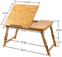 Plateau de rangement pour ordinateur portable en bambou, pliable, pour bureau à domicile et salon, avec angle d'inclinaison réglable