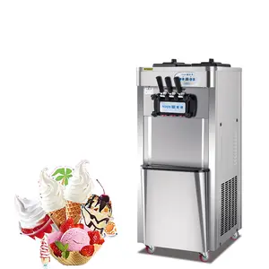 Máquina de sorvete comercial 2 + 1 sabores, máquina vara de sorvete, geladeira, fabricante