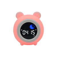 Nouveautés : Réveil de bureau en silicone motif animal de dessin animé pour enfants, avec lumière respirante RGB, veilleuse à bruit blanc et chargement Type-C