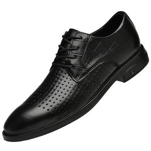 Zapatos informales de verano para hombre, de cuero hueco, con punta redonda, transpirables, cómodos, con cordones, suela de goma antideslizante - Product Image 5