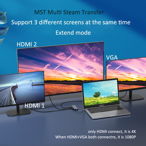 Dual HDTV MST 10-in-1 USB C HUB 4K HD mi pd100w RJ45 1000Mbps <span class=keywords><strong>VGA</strong></span> SD TF máy tính xách tay Docking Station 10 cổng USB-C HUB - Product Image 2