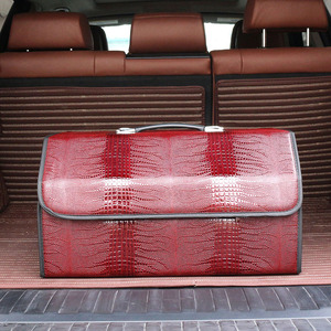 Luxury Leather Multipurpose Collapsible Car Trunk Storage Carrier Box for Shopping Camping Home Garage