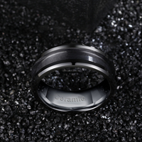 POYA Nie Verblassender Schwarz-Weißer Ring 8mm 6mm Paar-Ehering Keramik Flach Abgeschrägt Runde Kante Ringrohlinge DIY Schmuck