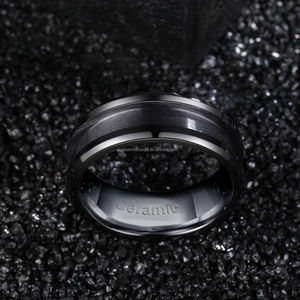 POYA Nie Verblassender Schwarz-Weißer Ring 8mm 6mm Paar-Ehering Keramik Flach Abgeschrägt Runde Kante Ringrohlinge DIY Schmuck - Product Image 5