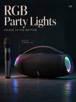 Speaker Karaoke BOOMBOX3 40W dengan 2 Mikrofon Nirkabel untuk Speaker PA Portabel 5.3, Speaker Pesta LED RGB, Pairing TWS, Built-in