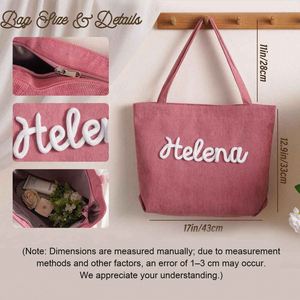 Personalized Mothers Day <b>Gift</b> Mom&Grandma Custom Corduroy Name Tote Bag Mama Gigi <b>Nana</b> Purse Spring Tulip Floral Summer <b>Gift</b> - Product Image 2