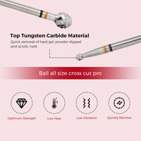 SHUANGJIA D0-M Fraise à ongles en carbure de tungstène à rotation simple, coupe croisée, forme sphérique, grain grossier, tige de 2,35 mm, certifiée ISO/CE