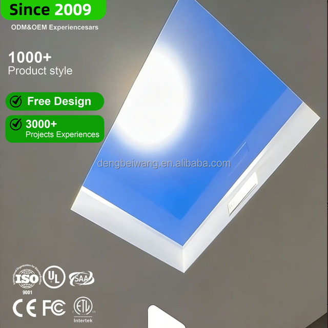 Indoor Artificial Sunlight High CRI 6000K Daylight Modern Recessed Window Blue Sky Rooflight Faux Ceiling Virtual Skylight Panel