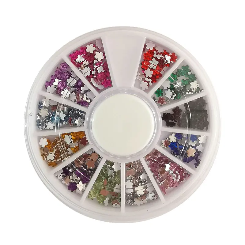 Acessórios para Nail Art 12 cores diamantes flor de ameixa disco acrílico fundo plano 3mm enfeites de inverno versáteis