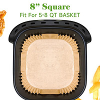 FOOD SAFE Doublures en papier carrées jetables non blanchies robustes pour friteuse à air chaud, 6,5/8 pouces, personnalisables OEM