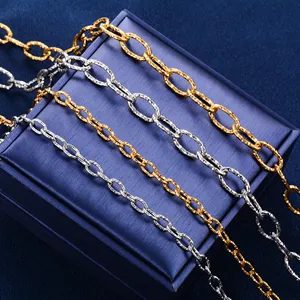 Collier en acier inoxydable chic et scintillant de 5/8,5 mm, chaîne ovale découpée pour femmes et hommes, collier minimaliste couleur or, bijoux en métal - Product Image 2