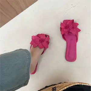 Sandal wanita XSD4293, sepatu datar wanita, musim panas, pantai, modis, bunga, sandal selop ukuran 11 kasual untuk wanita 2024