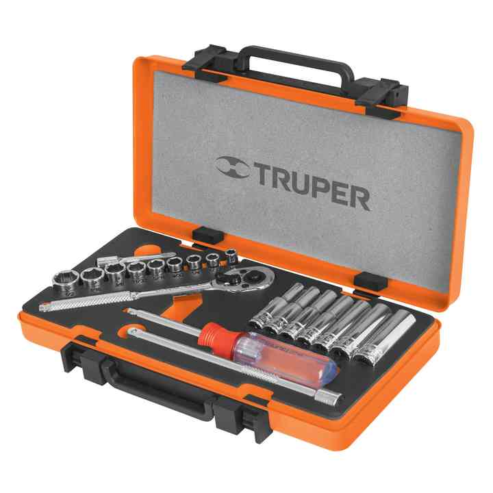 Truper Professional Quality Mechanic's Tool Set JD-1/4X21M 20-Piece Hand & Electrical Tools for Household Use